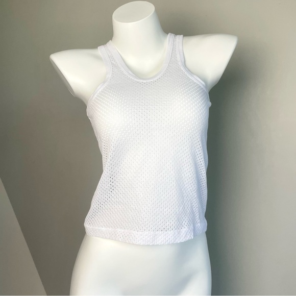 White Mesh Cropped Tank Top - Picture 4 of 4